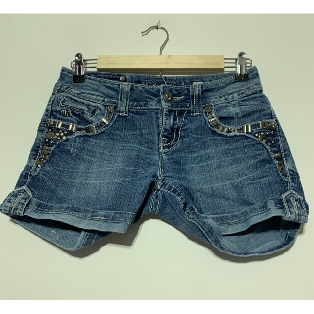Miss Me Women's Size 26 Embellished Blue Shorts JP5703H Missing Gems Damaged